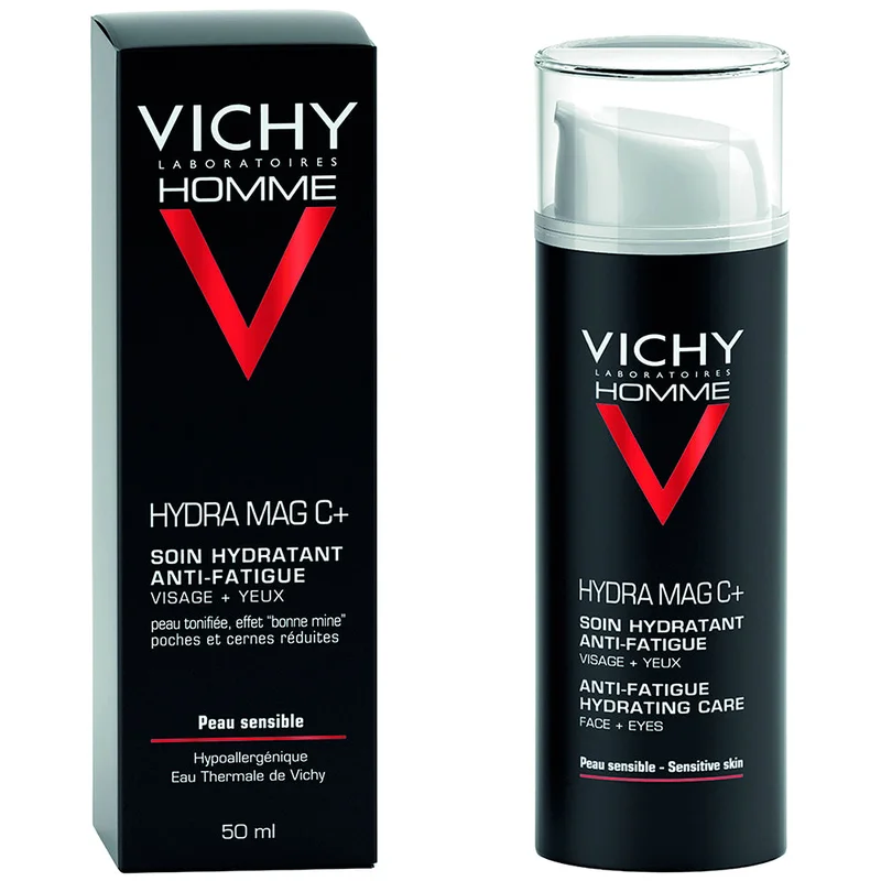 VICHY Homme Homme Hydra Mag C + Trattamento Idratante Anti -Fatica Viso + Occhi 50ml Uomo - Crema viso uso quotidiano