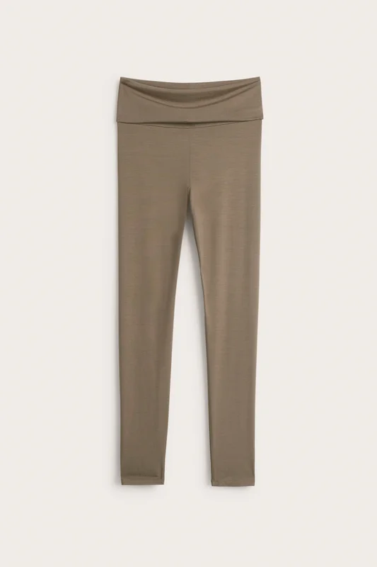 Kappahl | Leggings med nedbrettbar midje Brun L | Dame