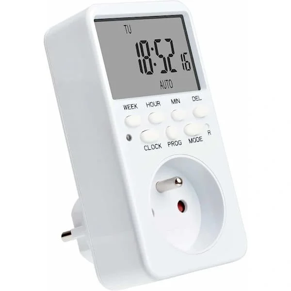 Digital Programmerbar Stikkontakt, Ukentlig Timer for Stikkontakt med 20 Programmer, 24H Timeruttak med LCD-skjerm Energisparing for Hjemmet