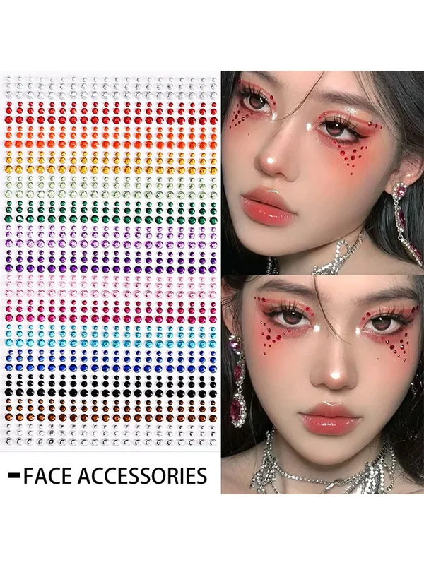 AliExpress - 162/216/900pcs Eye & Face & Body Diamond Tattoos Stickers 3/4/5/6mm Gekleurde Glitter Strass Tattoo voor Party Make-Up Gem Accessoire
