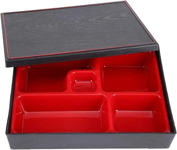 Matboks, Bento Box, Snack Box, Bento Matboks, Fem Rom, 27×21×6 cm, Laget av ABS Matkvalitetsmateriale