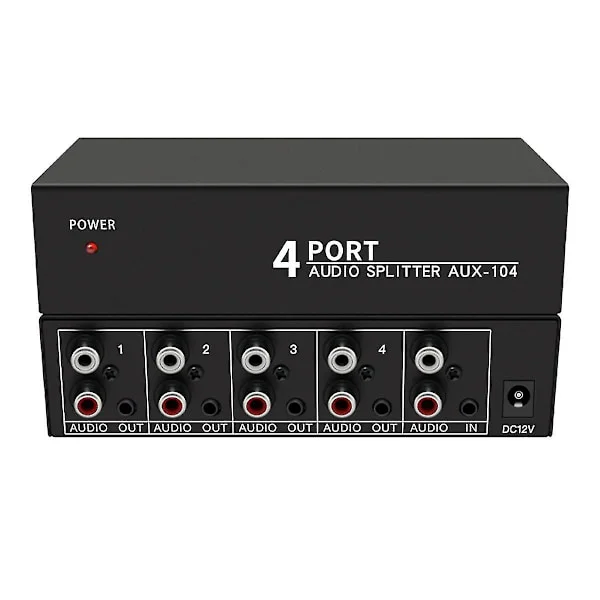 Audio Splitter 1 ind 4 ud Rca L/r Aux Stereo Audio Splitter 1x4 Audio Distributør Til Pc Dvd Speake