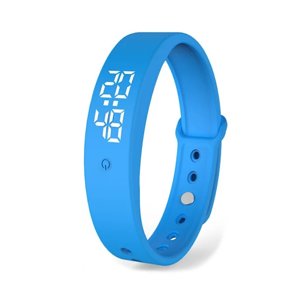 Ikke-Bluetooth Ur Skridttæller Digital Skridttæller Kalorietæller Distance Aktivitetsmåler Alarm LED Fitnessur Vandafvisende (BIUE)