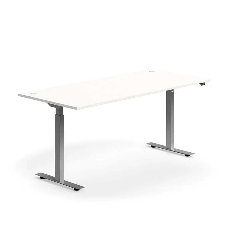 Skrivbord, höj- och sänkbart, 1800x800 mm, silver/vit