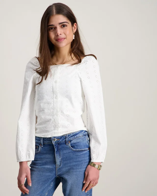 Kids ONLY KOGPILEA 3/4 EMB ANGLAISE SHIRT WVN Valkoinen T-paidat Tytöt - Kids Brand Store