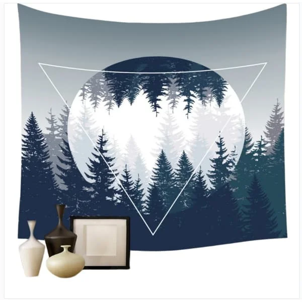 Room Decoration Wall Tapestry - Mountain Forest Sunset Polyester Wall Hanging for Living Room Bedroom Abstract Nature Landscape