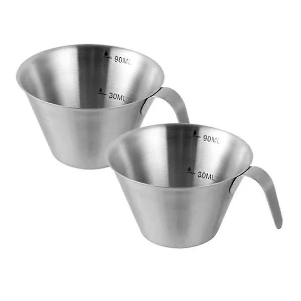 Espresso Shot Kopper med Håndtag 90 ml Espresso Målekop 2-pak Rustfrit Stål Hældekop til Kaffe Espresso
