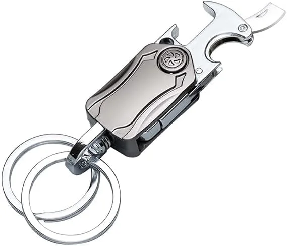 Keychain, keyring keychain, bottle opener keychain, fingertip gyro, secure key attachment to bag - easy access to keys.