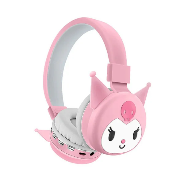 [RM]Kuromi Kids Bluetooth Headphones - Wireless On-Ear Headset, Comfortable Kids Music and Gaming Headphones Pink