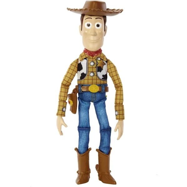 Disney ja Pixar Toy Story -elokuvalelut, puhuva Woody-hahmo pehmeällä vartalolla, 20 lausetta, vetonaru aktivoi äänen, Roundup Fun Woody