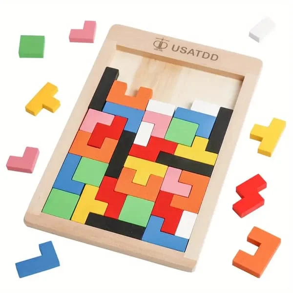Puupalikat Aivotestit Leikki Tangram Värikäs Palapeli Peli Esikoulukas Kasvattava Lahja Vauvalle Taaperoille Lapsille 3 4 5 6 7 Vuotiaille Pojille 