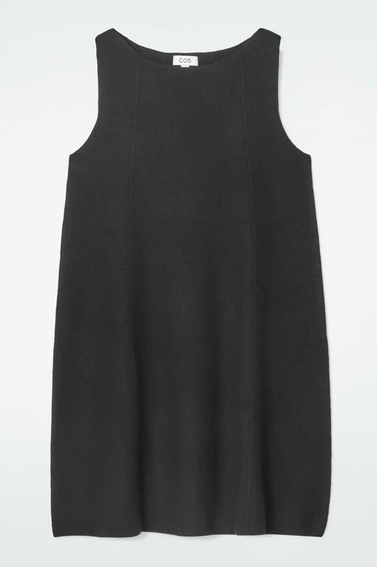 COS Women's Panelled Wool Shift Dress in Black