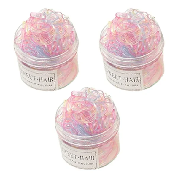 Black Elastic Hair Bands Rubber Bands Mini Polybands Soft Ponytail Holders for Kids Girls Pack