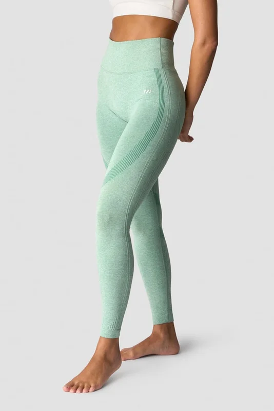 ICANIWILL - Soft Seamless Tights Light Green Melange - Trikoot - Naiset - Treenivaatteet ICIW:ltä