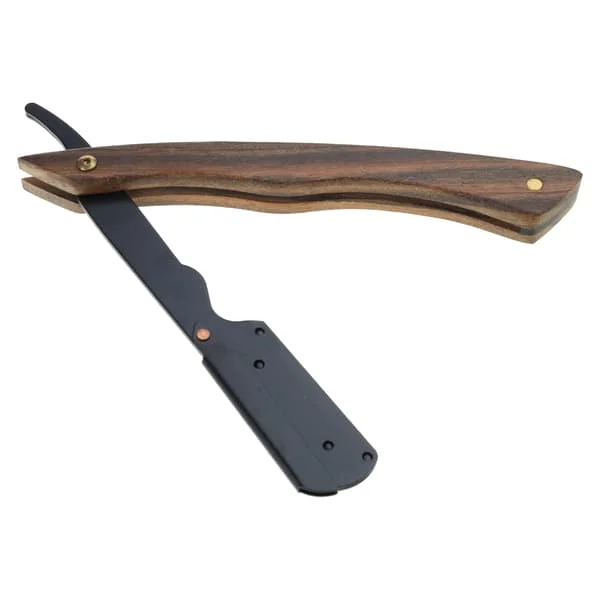 Retro rett barberhøvel manuell herrebarbermaskin trehåndtak skjeggbarberhøvel barberhøvel i rustfritt stål for menn
