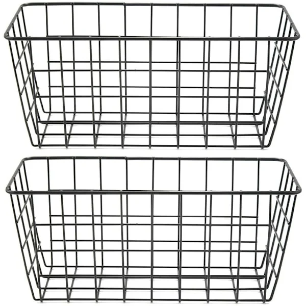 Self-adhesive Storage Baskets for Heavy Items with Storage for Bathroom Shelves, Kitchen, Dining Room, Drill-free Wall Mounted, 2-pack, Black