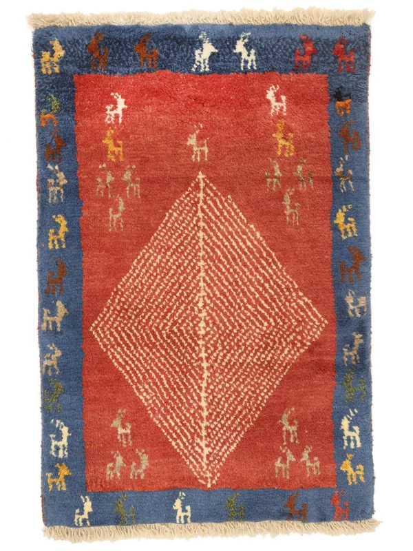 Oriental Gabbeh Rug 54X86 Dark Red/Black (Wool, )
