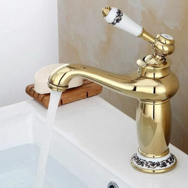 Retro mixer guld vintage tvättställsblandare badrum kök blandare engreppsblandare för kök badrum tvättställ-FF1-{FY}