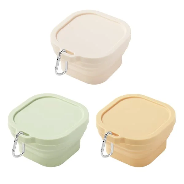 400ML Sammenleggbar Bolle Silikon Bolle Liten Campingbolle Matbeholder Sklisikker Sammenleggbar Med Krok Egnet for Reise Camping Fotturer 3 STK
