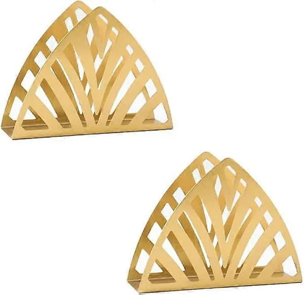 Servetthållare Ihålig Pappersdispenser Pappershanddukshållare Bordservetthållare Triangulär Servettdispenser för Bord (Guld)