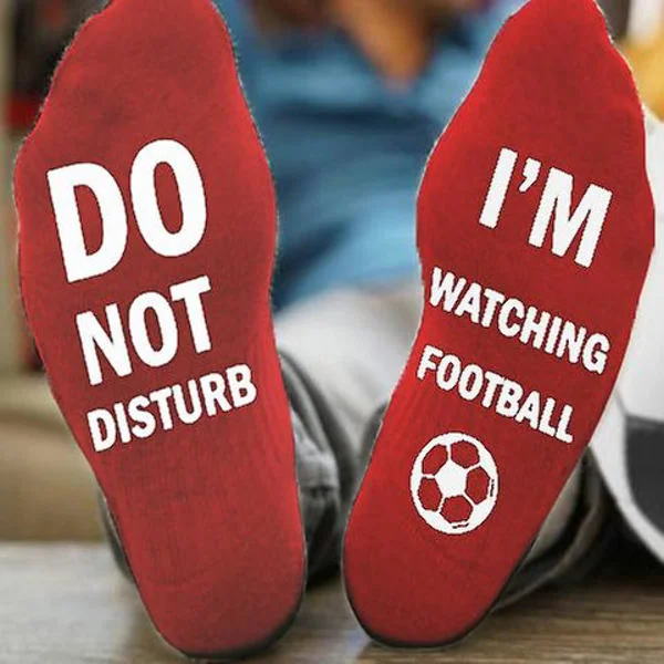 Do Not Disturb I'm Watching Football Socks Funny Novelty Socks For Men Women Football Lovers Gifts Funny Gifts Red