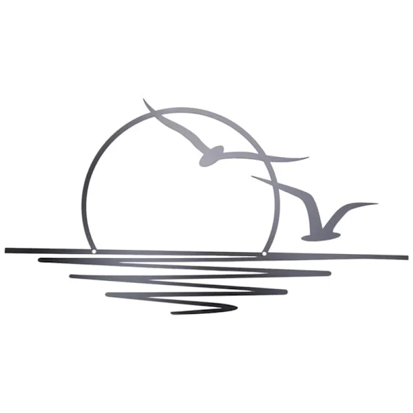 Sunrise Metal Wall Art, Sun and Seagulls Wall Decor, Metal Wall Decor, Abstract Sunset Decor, Minimalist Line Art