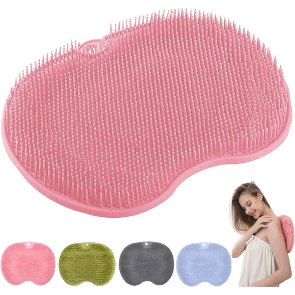Anti-slip Silicone Massage Mat, Back Scrubber for Shower, Massage Mat with Non-slip Suction Cups, Exfoliating Bath Mat