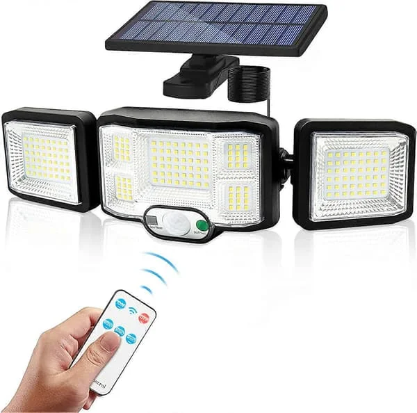 Solcellelampe Udendørs Væglampe LED-lys 3 Hoveder 192 LED'er Bevægelsesdetektor Sikkerhedslys Projektør Belysning IP65 Vandtæt Solcellelampe