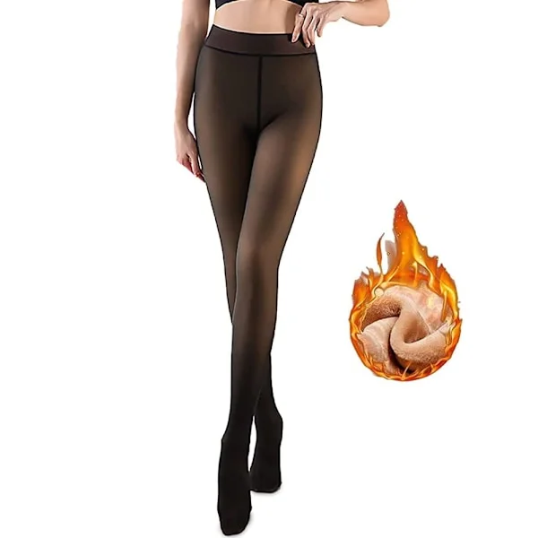 Vintertights för kvinnor Vintervarma tights Fleecefodrade leggings Falska genomskinliga tjocka genomskinliga täta höga midja termiska tights