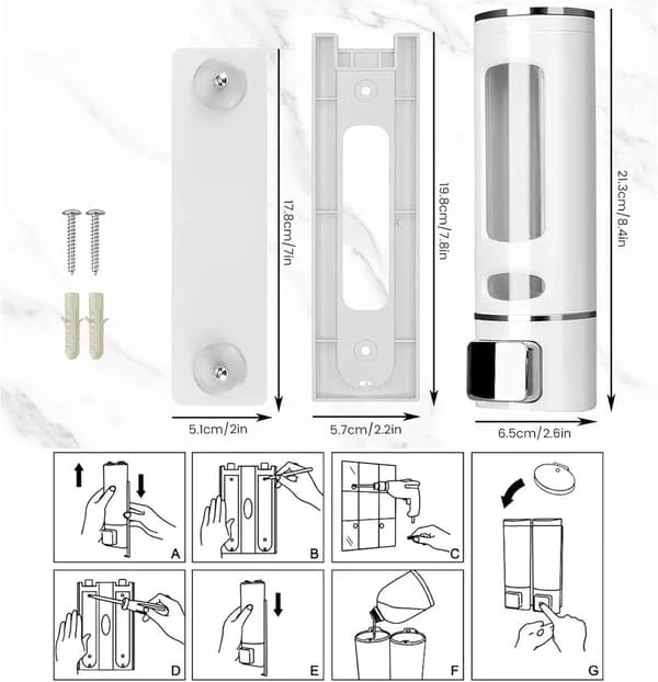 Soap Dispenser - 400ml Single Wall Mounted Hand Shower Pump Refillable for Liquid Lotion Gel Container and Organizer for Bathroom and Kitchen_yu