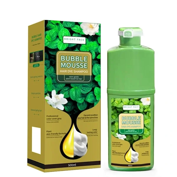 Skumhårfarve, Sund Hårfarve, 500 ml, Plantebaseret Skumhårfarvemousse, Salonkvalitet (Naturlig Sort)