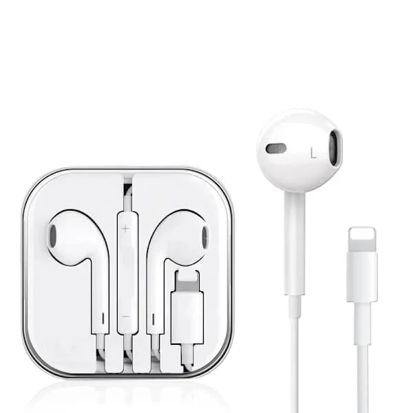 Apple EarPods Lightning-liittimellä, alkuperäiset langalliset kuulokkeet iPhonelle, sisäänrakennettu mikrofoni ja kaukosäädin, selkeä äänenlaatu
