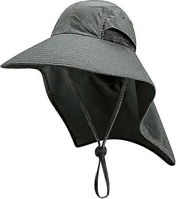 Solskærmshat til kvinder med nakkeklap, bredskygget havehat til mænd Safari kasket Upf 50+ UV-beskyttelse Fiske Vandre Strandhat, Armygrøn