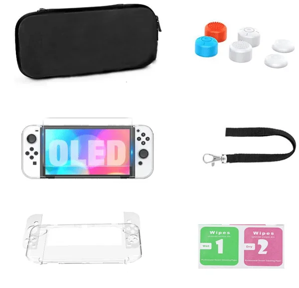 Svart lämplig för Nintendo Switch förvaringsväska spelkonsol konsolhandtag tillbehör skyddande skal set Switch-skydd