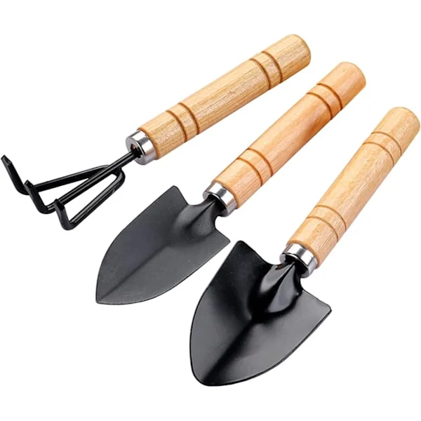 17CM Hageverktøysett, 3 deler hageverktøy med liten spade, hagerive og plantespade, hageverktøy for frøplanter, bonsai, sukkulenter, urter