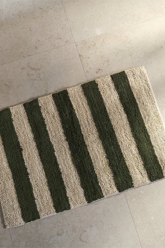 Jotex - Kylpyhuoneen Matto Vihreä/beige Puuvillaa/Puuvillaa Vihreä/beige FARHULT Osta Kylpyhuonematot Jotex