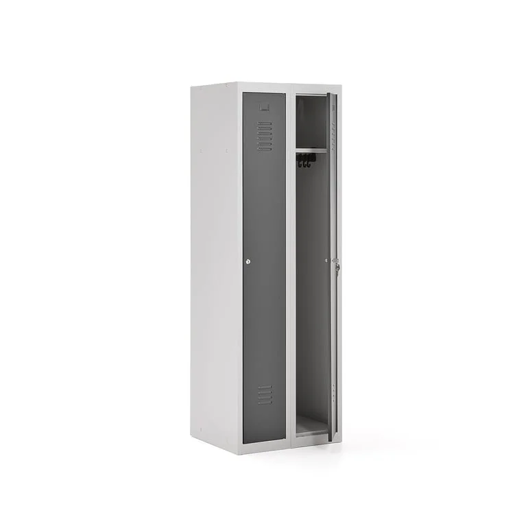 Pukukaappi CLICK, 2 ovea, 2 osaa 1800x600x500 mm, harmaa runko, tummanharmaa ovi