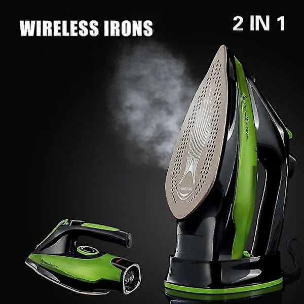 Oppladbart trådløst strykejern 2400 Watt Anti-drypp Non-stick strykesåle