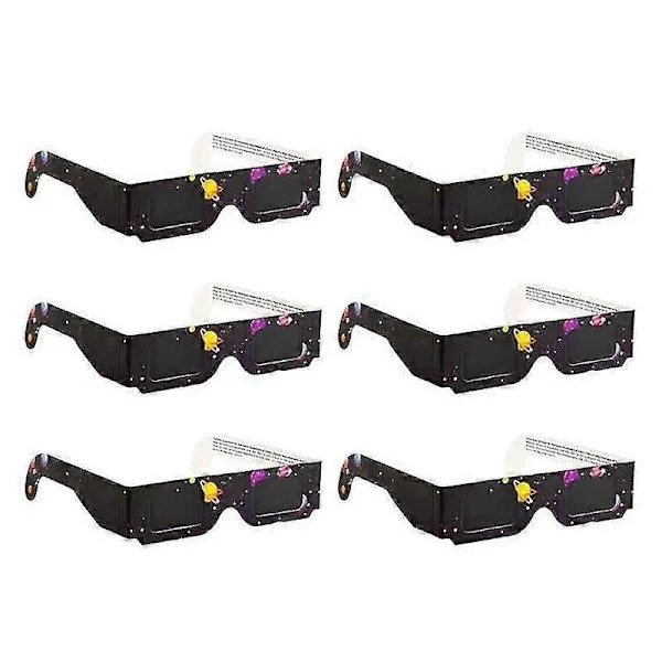 6-pack Pappers Solförmörkelseglasögon Eclipse Shade för Direkt Solvisning Säkra Glasögon för Direkt Sol