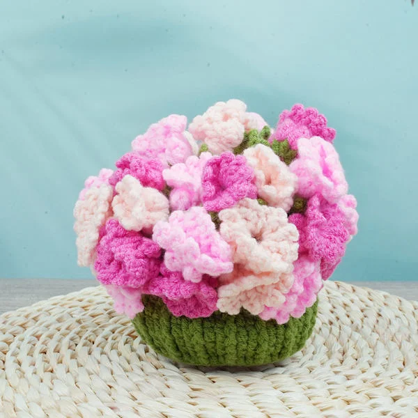 Heklet Blomsterbrikke Grytesett Håndlaget Lilje Blomsterdekorasjon Hjemmegave Rosa Blå Stil