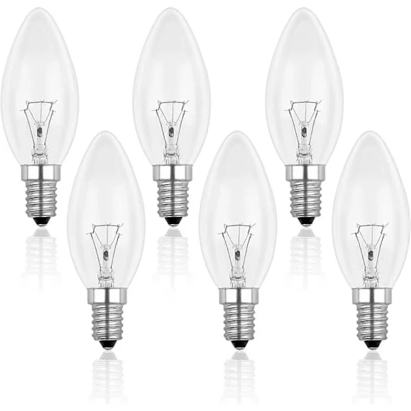 [LLC] E14 40W Klar Kronljuslampa, Dimbar Glödlampa, Varmvit 2700K, 400LM, Flamlampa, E14 Edison Skruvsockel Kronljuslampor, 6-pack