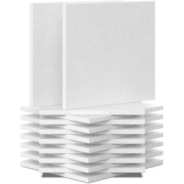 30 x 30 cm 12 st Högdensitets Akustikabsorberande Paneler, Ljudabsorberande och Ljudisolering för Vägg och Tak_TF_TF Vit 12-pack-30x30cm