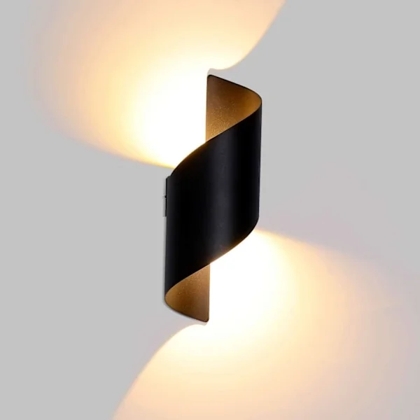 10W Spiral Vegglampe Innendørs Utendørs LED Vegglampe Opp Ned Aluminium Interiørlampe Vegglampe for Bar, Soverom, Kjøkken, Varmhvit 3000K