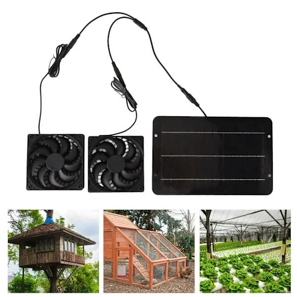 【14y】Greenhouse Ventilation Kit, Solar Powered Fan with Extended Lifespan and 20% Efficient Monocrystalline Solar Panel for Dual Fan Design (10W)