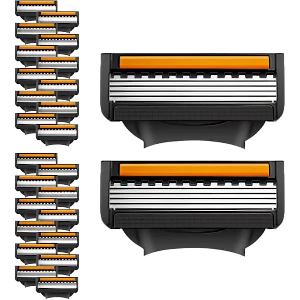 Kompatibla 24 Rakblad för Gillette Fusion 5 5-blads Ersättningspatroner med Lubrastrip för Män