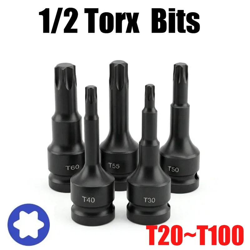 AliExpress - Embout de tournevis à chocs Torx 1/2, embout de douille Torx T30 T40 T45 T50 T55 T60 T70 T80 T90 T100, adaptateur de douille Torx pour 