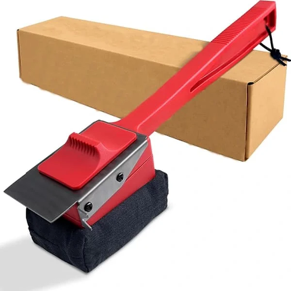 BBQ Grill Cleaning Sponge with Dual Handles Heat-Resistant Steam-Resistant for Outdoor Grilling Red