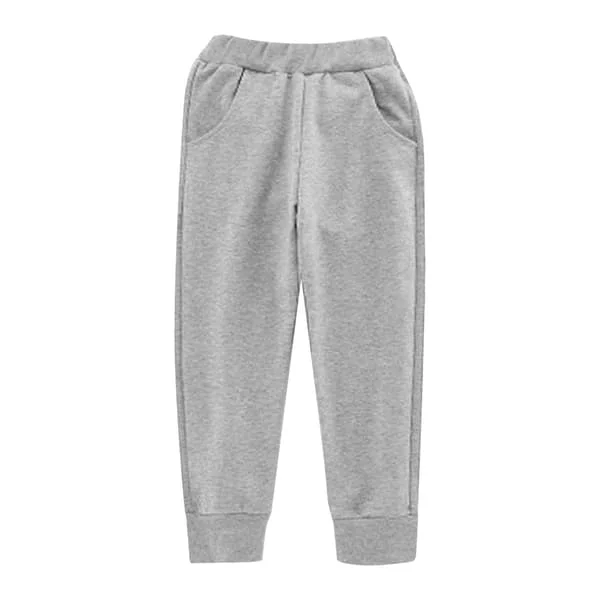 Fleece-joggebukse for barn, elastisk midje, supermyk bomull, uformell varm fleecebukse for utendørs vinter, grå M