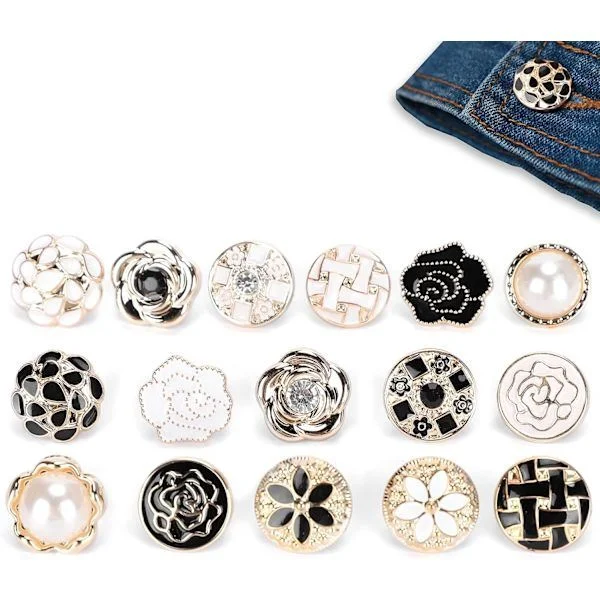16 stk. kvinders skjortebrocheknapper, dækkeknapper, nåle, søde emaljeknapnåle sæt kompatibel med kvindetøj, tilbehør, gaver (21 mm)