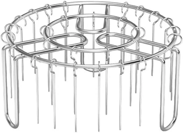 Air Fryer Skewers, Air Fryer Grill, Stainless Steel, Heat Resistant, Vertical Grill Stand, Skewers, Reusable, for Air Fryer (Silver)